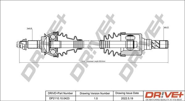 CV axle Mini Cooper: DP2110100423 Dr!ve+ Drive shaft