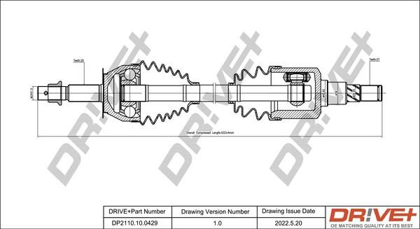 Axle shaft Nissan Pathfinder: DP2110100429 Dr!ve+ Drive shaft