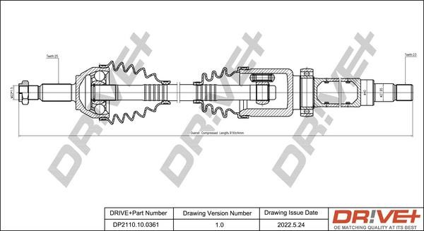 CV axle Ford Fusion: DP2110100361 Dr!ve+ Drive shaft