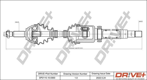 Dr!ve+ DP2110.10.0363 Drive shaft DP2110100363 DP2110100363 Dr!ve+ Drive shaft