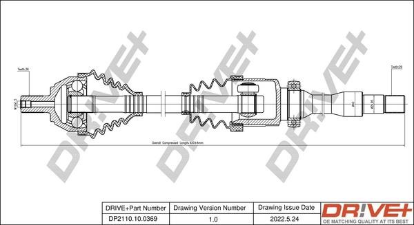 Axle shaft Volvo S40: DP2110100369 Dr!ve+ Drive shaft