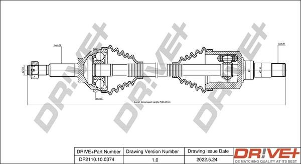 Dr!ve+ DP2110.10.0374 Drive shaft DP2110100374