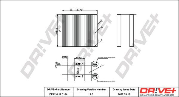 Cabin air filter BMW X3: DP1110120184 Dr!ve+ Cabin filter