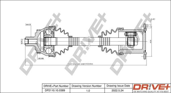 Dr!ve+ DP2110.10.0389 Drive shaft DP2110100389