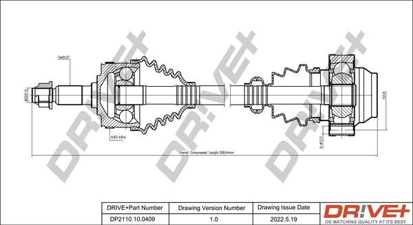 Dr!ve+ DP2110.10.0409 Drive shaft DP2110100409