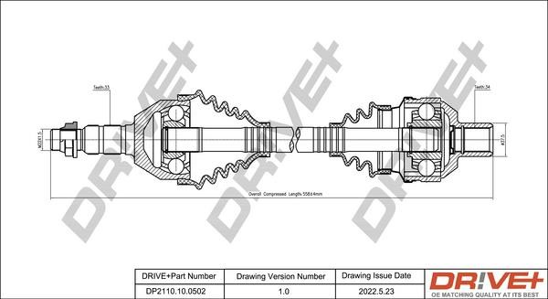 Dr!ve+ DP2110.10.0502 Drive shaft DP2110100502 DP2110100502 Dr!ve+ Drive shaft