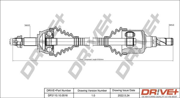 CV axle Opel Corsa D: DP2110100516 Dr!ve+ Drive shaft