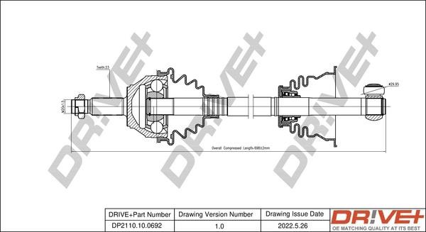 Dr!ve+ DP2110.10.0692 Drive shaft DP2110100692