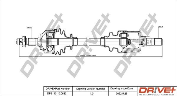 CV axle Citroen C3: DP2110100622 Dr!ve+ Drive shaft