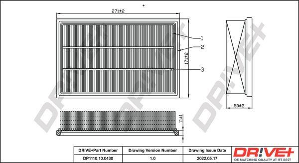 Dr!ve+ DP1110.10.0430 Air filter DP1110100430 DP1110100430 Dr!ve+ Air filter