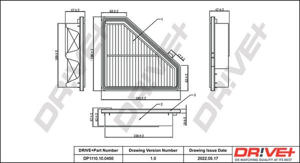 Dr!ve+ DP1110.10.0450 Air filter DP1110100450