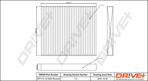 Dr!ve+ DP1110.12.0284 Cabin filter DP1110120284 DP1110120284 Dr!ve+ Cabin filter