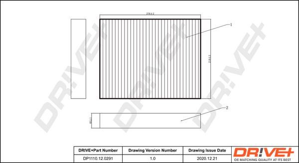 Dr!ve+ DP1110.12.0291 Cabin filter DP1110120291 DP1110120291 Dr!ve+ Cabin filter