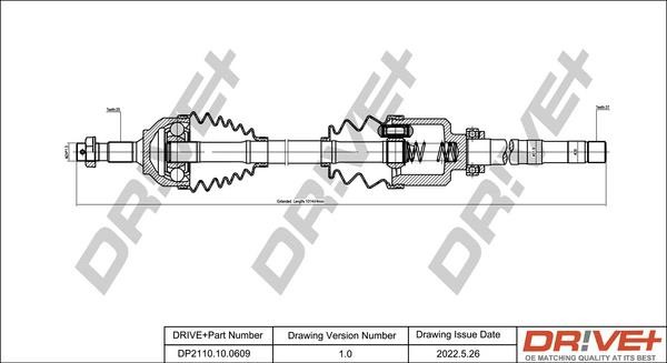 Axle shaft Citroen DS4: DP2110100609 Dr!ve+ Drive shaft