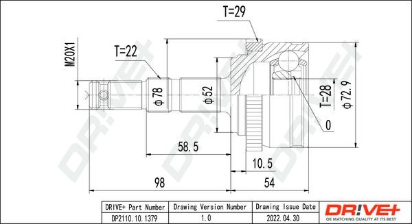 Dr!ve+ DP2110.10.1379 CV joint DP2110101379 DP2110101379 Dr!ve+ CV joint
