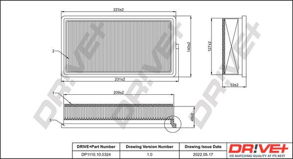 Dr!ve+ DP1110.10.0324 Air filter DP1110100324 DP1110100324 Dr!ve+ Air filter