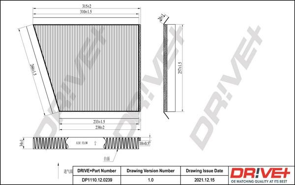 Dr!ve+ DP1110.12.0239 Cabin filter DP1110120239 DP1110120239 Dr!ve+ Cabin filter