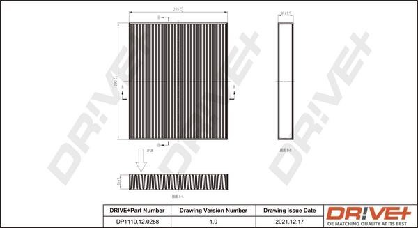Dr!ve+ DP1110.12.0258 Cabin filter DP1110120258 DP1110120258 Dr!ve+ Cabin filter