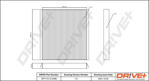 Dr!ve+ DP1110.12.0396 Filter, interior air DP1110120396