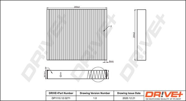 Dr!ve+ DP1110.12.0271 Cabin filter DP1110120271 DP1110120271 Dr!ve+ Cabin filter