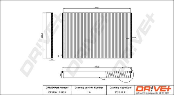 Dr!ve+ DP1110.12.0275 Filter, interior air DP1110120275