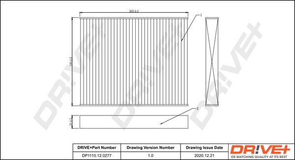 Dr!ve+ DP1110.12.0277 Cabin filter DP1110120277 DP1110120277 Dr!ve+ Cabin filter