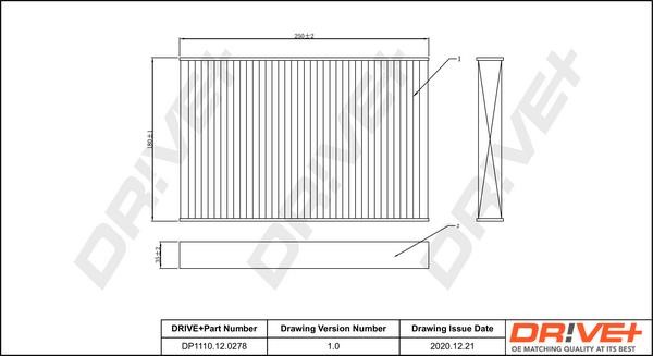 Dr!ve+ DP1110.12.0278 Cabin filter DP1110120278 DP1110120278 Dr!ve+ Cabin filter