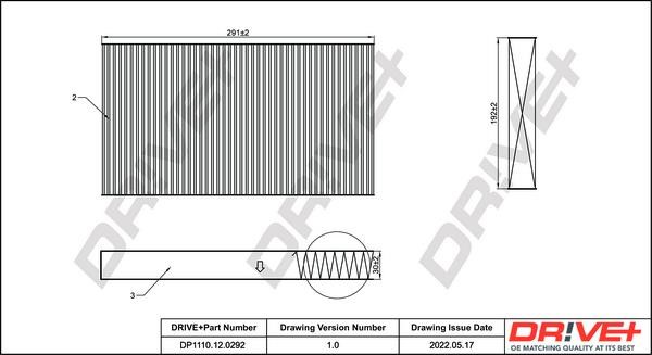 Cabin air filter Iveco Massif: DP1110120292 Dr!ve+ Cabin filter