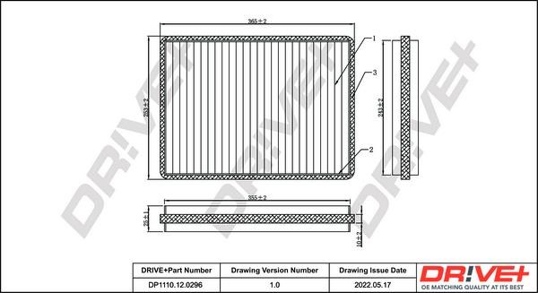 Dr!ve+ DP1110.12.0296 Cabin filter DP1110120296 DP1110120296 Dr!ve+ Cabin filter