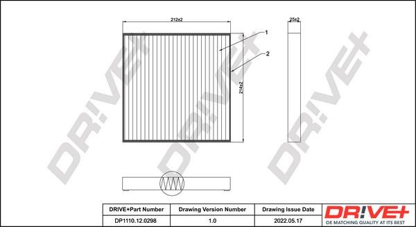Dr!ve+ DP1110.12.0298 Cabin filter DP1110120298 DP1110120298 Dr!ve+ Cabin filter