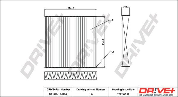 Dr!ve+ DP1110.12.0299 Cabin filter DP1110120299 DP1110120299 Dr!ve+ Cabin filter