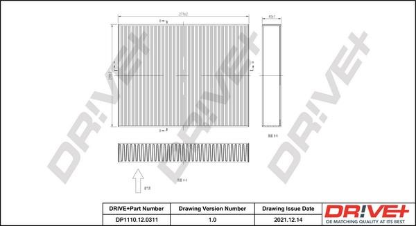 Dr!ve+ DP1110.12.0311 Cabin filter DP1110120311 DP1110120311 Dr!ve+ Cabin filter