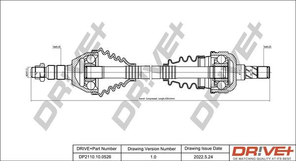 CV axle Opel Insignia A: DP2110100526 Dr!ve+ Drive shaft
