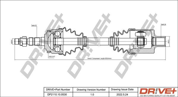 Axle shaft Opel Meriva: DP2110100530 Dr!ve+ Drive shaft