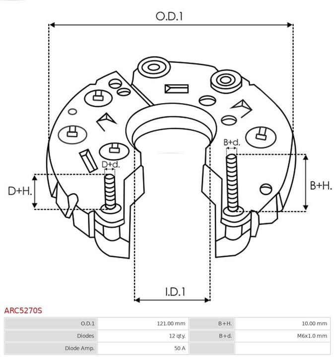 Rectifier, alternator AS-PL ARC5270S