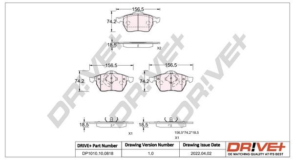 Dr!ve+ DP1010.10.0818 Brake Pad Set, disc brake DP1010100818