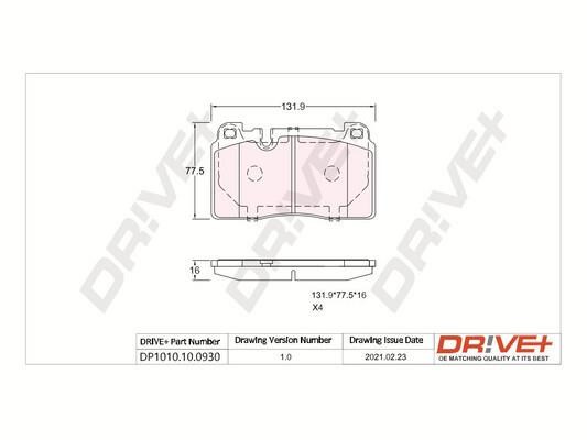 Dr!ve+ DP1010.10.0930 Brake Pad Set, disc brake DP1010100930