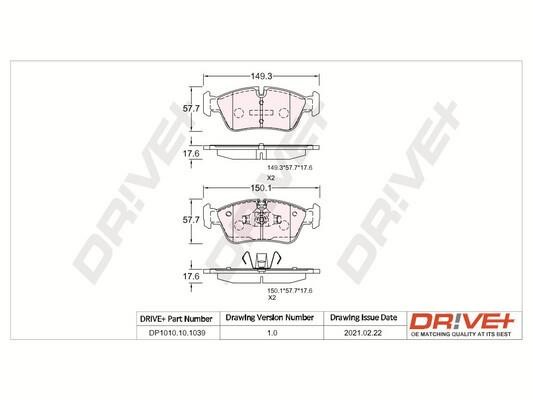 Dr!ve+ DP1010.10.1039 Front disc brake pads, set DP1010101039