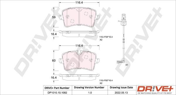 Dr!ve+ DP1010.10.1082 Brake Pad Set, disc brake DP1010101082