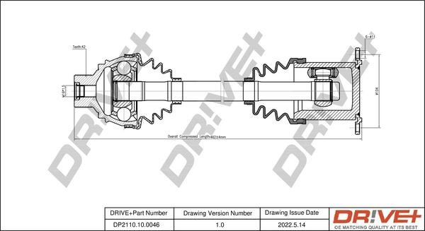 Driveshaft Audi A5: DP2110100046 Dr!ve+ Drive shaft