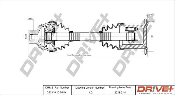 CV axle Audi A8: DP2110100049 Dr!ve+ Drive shaft