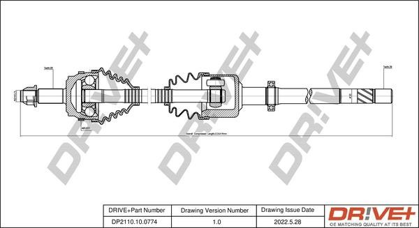 Dr!ve+ DP2110.10.0774 Drive shaft DP2110100774 DP2110100774 Dr!ve+ Drive shaft