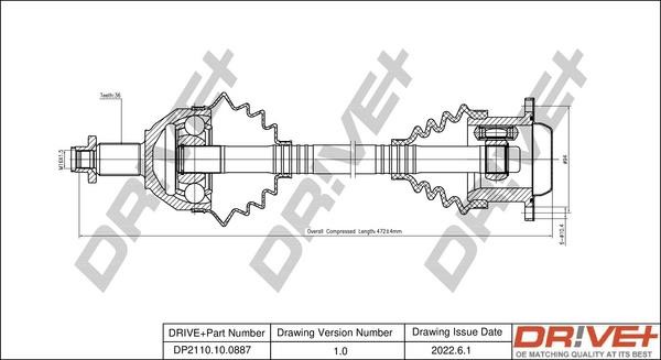 Dr!ve+ DP2110.10.0887 Drive shaft DP2110100887