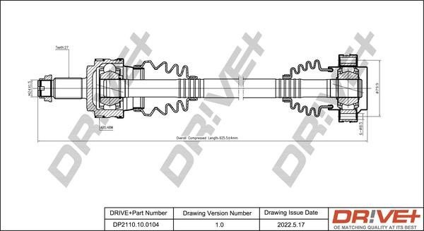 Axle shaft BMW 3 series: DP2110100104 Dr!ve+ Drive shaft