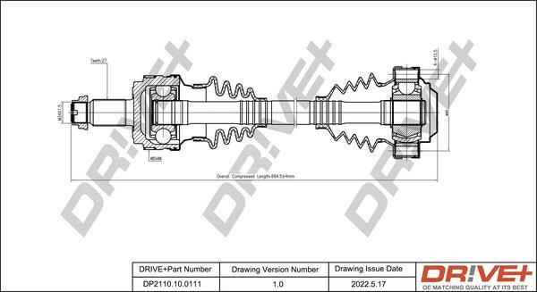 Dr!ve+ DP2110.10.0111 Drive shaft DP2110100111 DP2110100111 Dr!ve+ Drive shaft