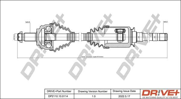 Axle shaft BMW X5: DP2110100114 Dr!ve+ Drive shaft