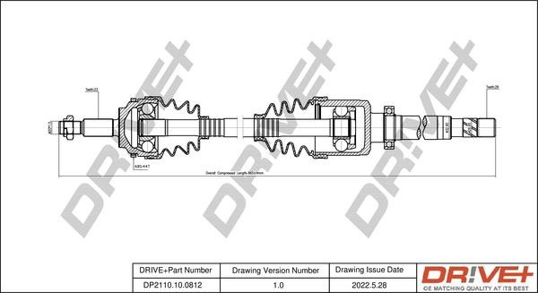 Dr!ve+ DP2110.10.0812 Drive shaft DP2110100812 DP2110100812 Dr!ve+ Drive shaft