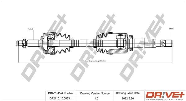 Dr!ve+ DP2110.10.0833 Drive shaft DP2110100833 DP2110100833 Dr!ve+ Drive shaft