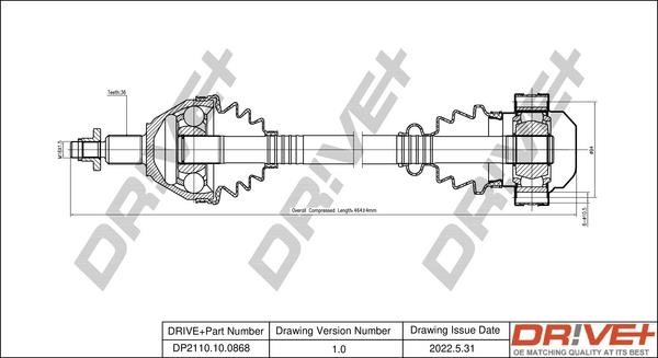 DP2110100868 Dr!ve+ Drive shaft