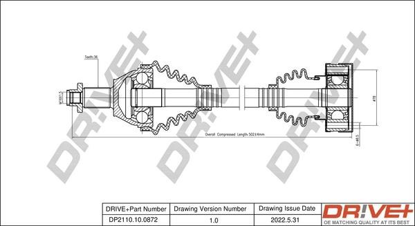 Dr!ve+ DP2110.10.0872 Drive shaft DP2110100872